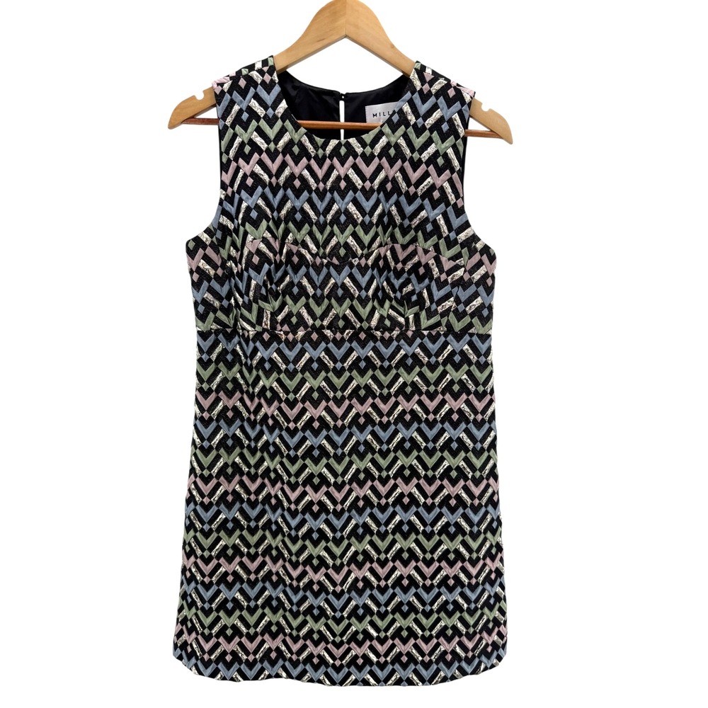 Milly Womens Black Metallic Pastel 3D Print Sheath Sleeveless Casual Dress 8
